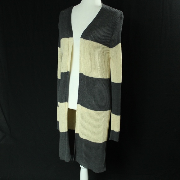 Doe & Rae Sweaters - Doe & Rae | Gray & Beige Open Faced Cardigan | Sz S